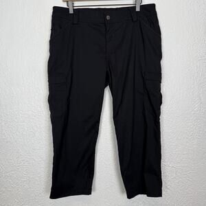 Duluth Trading Co Dry on the Fly Capri Pants Black Cargo Hiking Size 14